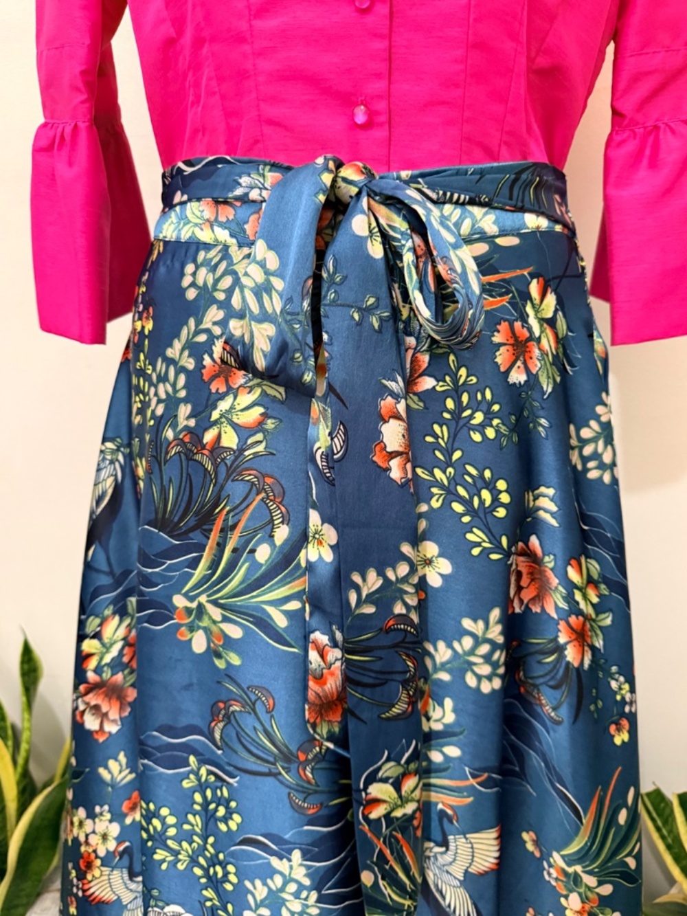 Elegant Chinoiserie Style Maxi Skirt. Versatile. Old Money, Quiet Luxury, SZ M - Picture 3 of 14